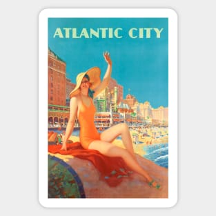 Vintage Travel Poster | Atlantic City Beach Sticker